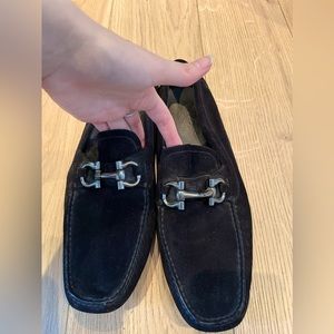 Suade black with silver buckle